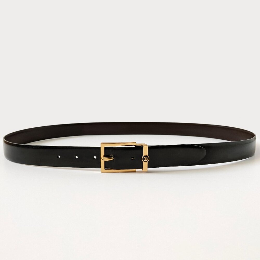 Bally Reversible Black/Brown Leather Belt Gold Logo Buckle | Size 115/46